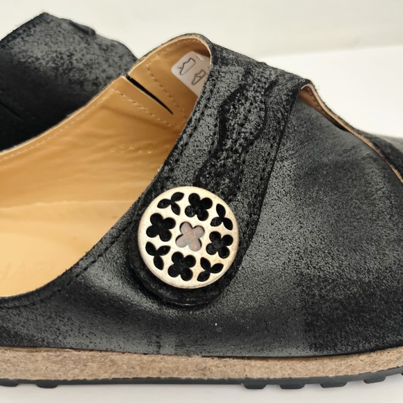 HAFLINGER Adventure Clog Mules Comfort Shoes Black Leather Size 39 US 8-8.5 New - Picture 3 of 8